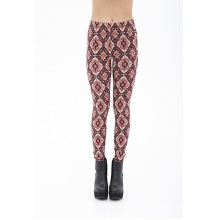 Kaleidoscope Print Knit Leggings with Elasticized Waist